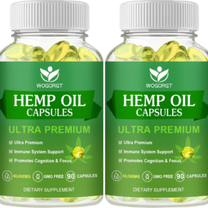 (2Pack) Hemp Oil Capsules - 60,000 Maximum Strength, Immune Support, Focus Calm, Relaxation