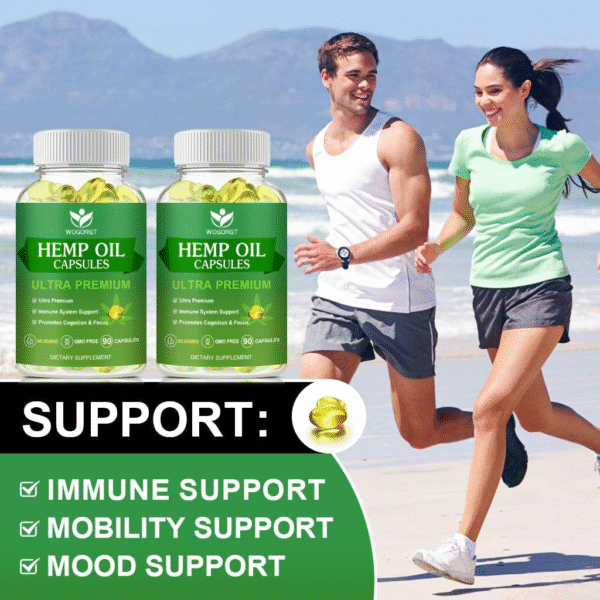 (2Pack) Hemp Oil Capsules - 60,000 Maximum Strength, Immune Support, Focus Calm, Relaxation - Image 3