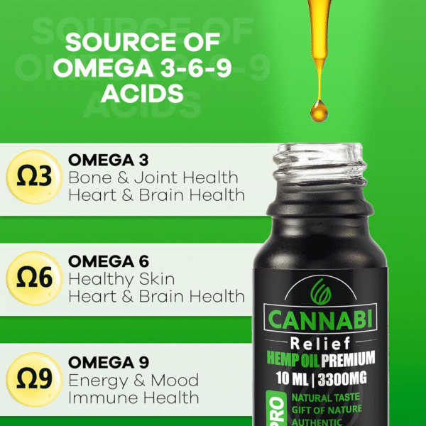 Cannabi Relief Oil 3300mg | Maximum Strength Calming Drops | Omega 3-6-9 - Image 3