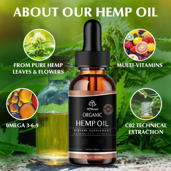 Hemp Oil -4 Packs Maximum Strength - Pure & CO2 Extract Drops - Image 2