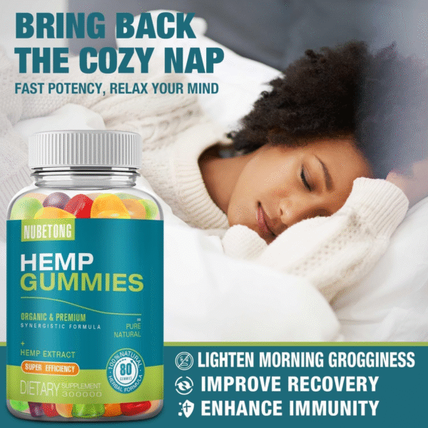 2 Packs Hemp Gummies for Sleep,Anxiety,Pain High Potency Hemp Supplement Edible Bear Gummy - Image 4