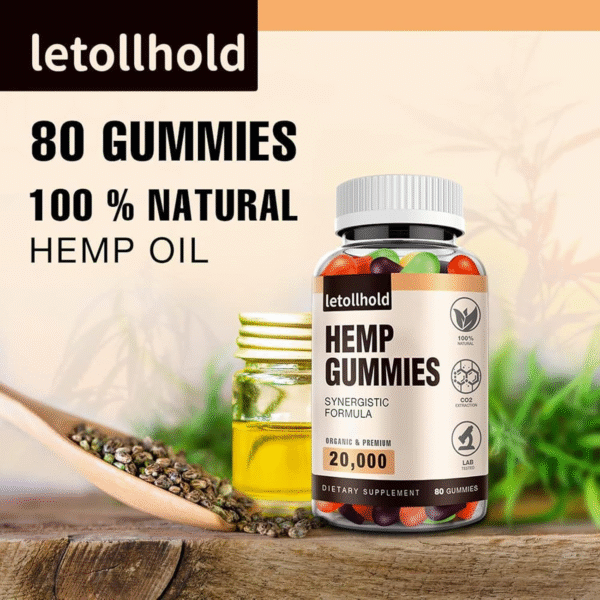 Hemp Gummies for Sleep, Pain, Anxiety - Best Hemp Extract for Adults - Low Sugar - Image 2
