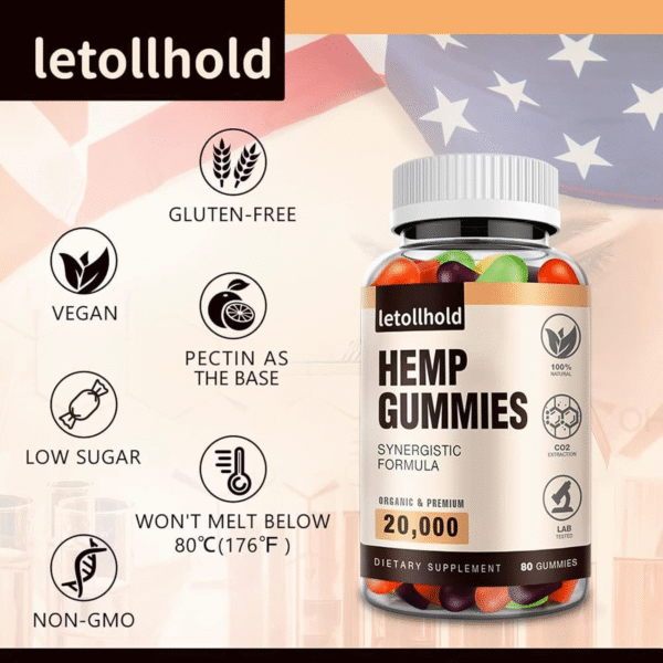 Hemp Gummies for Sleep, Pain, Anxiety - Best Hemp Extract for Adults - Low Sugar - Image 4