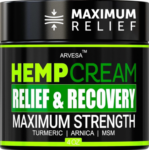 Natural Hemp Cream for Joints, Muscles, Back, Neck, Knees, Hips, Foot, Nerves, Shoulders